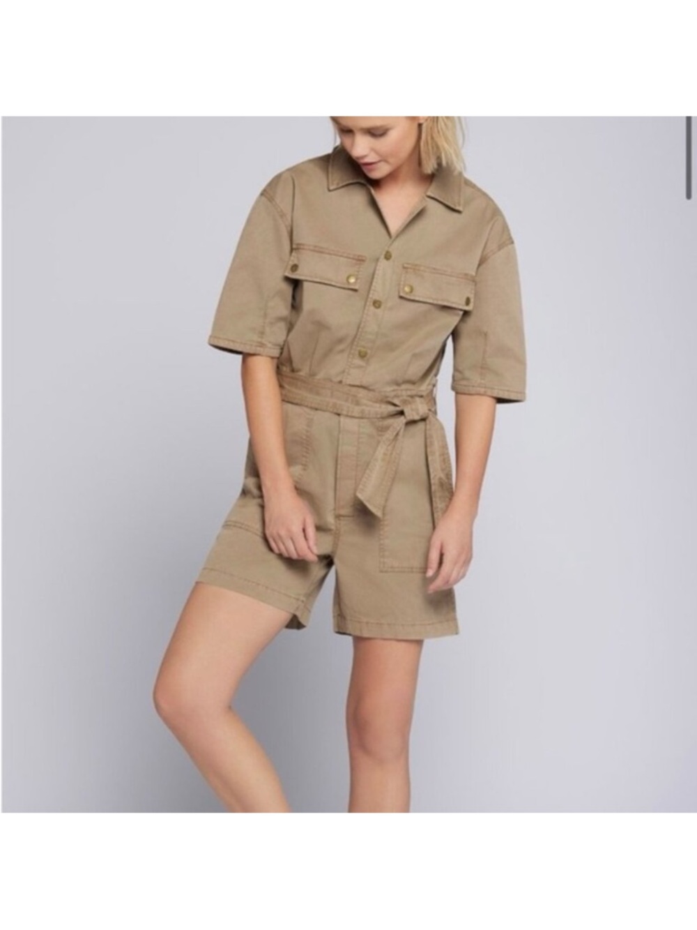 Current Elliott The Serenity Romper Jumpsuit Khaki NWT Size S $284